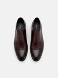 PEDRO Leather Brogue Oxford Shoes - Wine