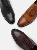 PEDRO Leather Brogue Oxford Shoes - Wine