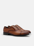 PEDRO Leather Brogue Oxford Shoes - Cognac