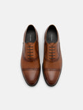 PEDRO Leather Brogue Oxford Shoes - Cognac