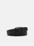 PEDRO Embossed Leather Reversible Pin Belt - Black