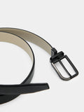 PEDRO Embossed Leather Reversible Pin Belt - Black