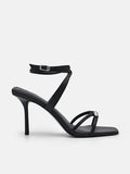 PEDRO Sofia Leather Heel Sandals - Black