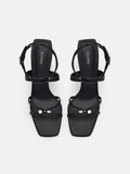 PEDRO Sofia Leather Heel Sandals - Black