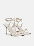 PEDRO Sofia Leather Heel Sandals - Beige