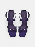 PEDRO Sofia Leather Heel Sandals - Dark Purple