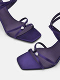 PEDRO Sofia Leather Heel Sandals - Dark Purple