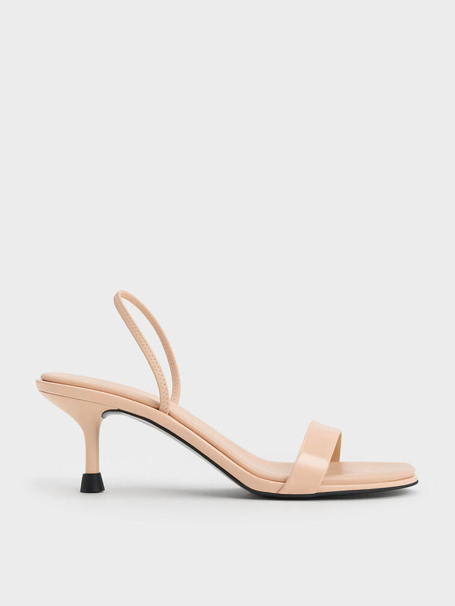 Women Patent Strap Kitten Heel Slingback Pumps Blush