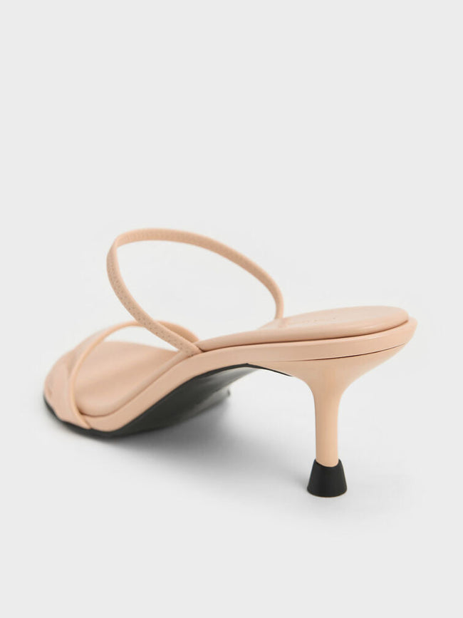 Women Patent Strap Kitten Heel Slingback Pumps Blush
