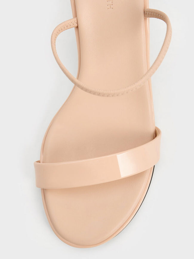 Patent Strap Kitten-Heel Slingback Pumps Blush