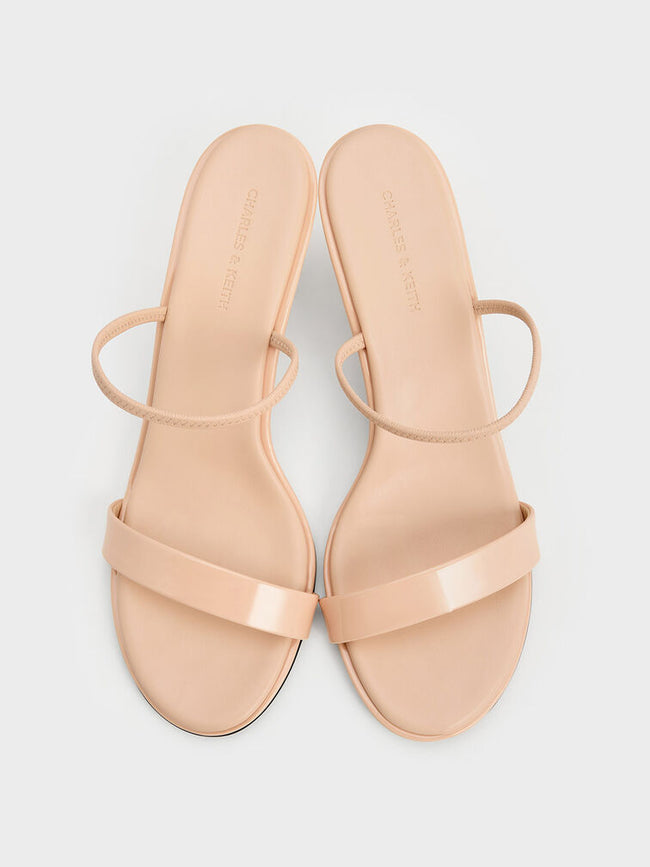 Patent Strap Kitten-Heel Slingback Pumps Blush