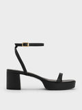 Thin-Strap Block Heel Sandals Black