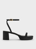 Women Thin Strap Block Heel Sandals Black