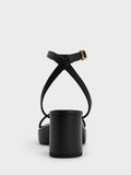 Thin-Strap Block Heel Sandals Black