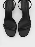 Thin-Strap Block Heel Sandals Black