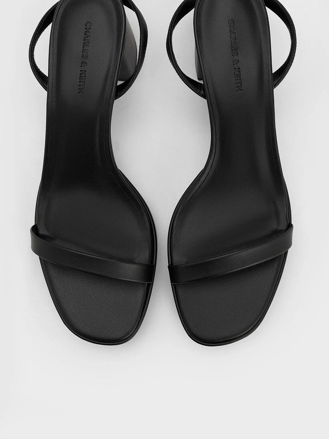 Thin-Strap Block Heel Sandals Black