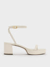 CHARLES & KEITH Women Thin Strap Block Heel Sandals Chalk
