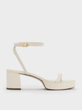 CHARLES & KEITH Women Thin Strap Block Heel Sandals Chalk