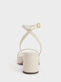 CHARLES & KEITH Women Thin Strap Block Heel Sandals Chalk