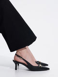 Metallic-Accent Slingback Pumps Black