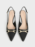 Metallic-Accent Slingback Pumps Black