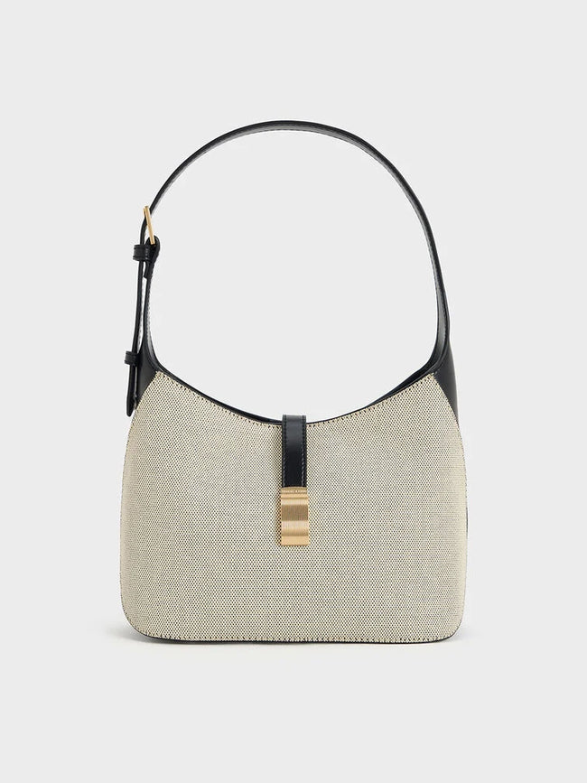 CHARLES & KEITH Women Wisteria Canvas Belted Shoulder Bag_Multi