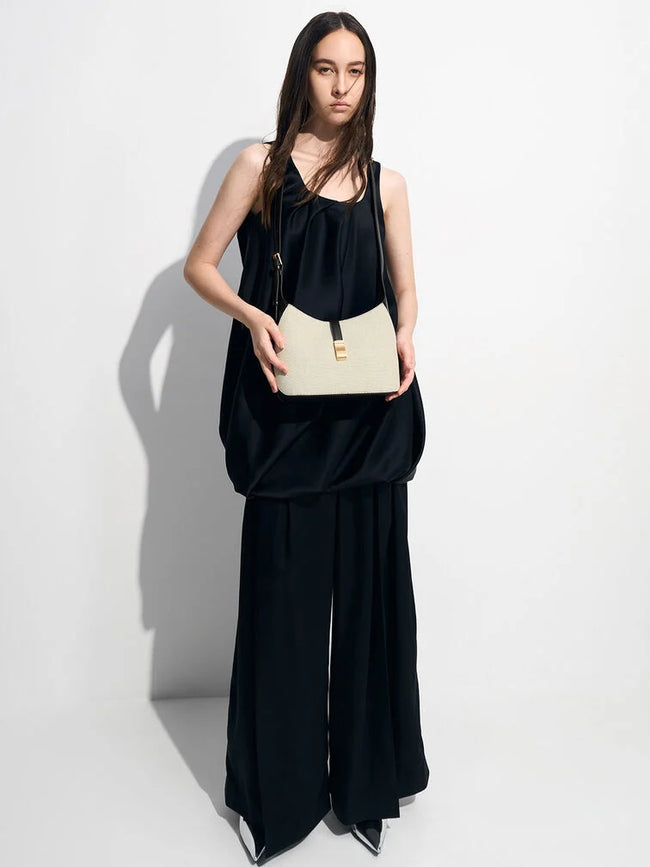 CHARLES & KEITH Women Wisteria Canvas Belted Shoulder Bag_Multi