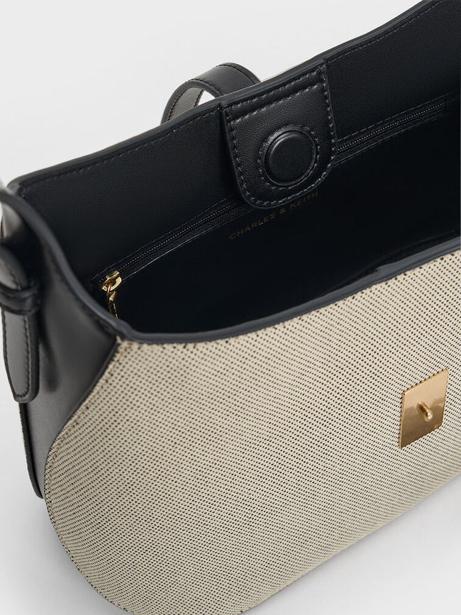CHARLES & KEITH Women Wisteria Canvas Belted Shoulder Bag_Multi