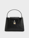 CHARLES & KEITH Women Suki Crinkle Effect Top Handle Bag Noir