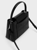 CHARLES & KEITH Women Suki Crinkle Effect Top Handle Bag Noir