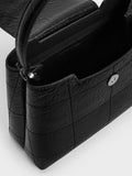 CHARLES & KEITH Women Suki Crinkle Effect Top Handle Bag Noir