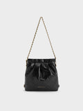 CHARLES & KEITH Women Duo Chain-Handle Two-Way Backpack_Black