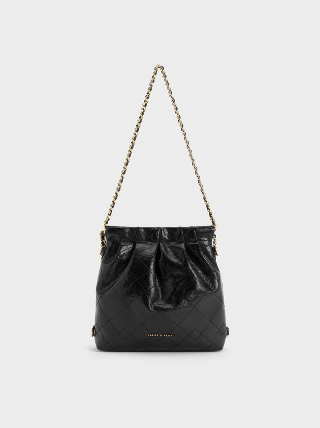 CHARLES & KEITH Women Duo Chain-Handle Two-Way Backpack_Black