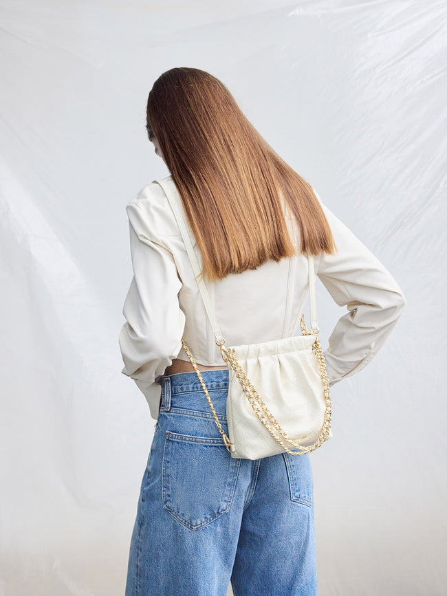 CHARLES & KEITH Women Duo Chain-Handle Two-Way Backpack_Cream