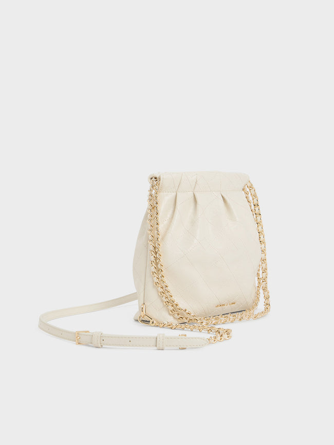 CHARLES & KEITH Women Duo Chain-Handle Two-Way Backpack_Cream
