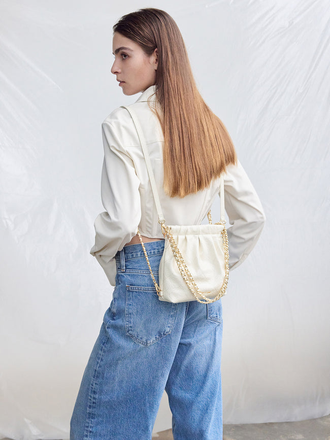 CHARLES & KEITH Women Duo Chain-Handle Two-Way Backpack_Cream