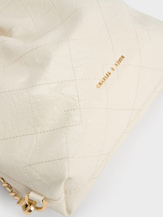 CHARLES & KEITH Women Duo Chain-Handle Two-Way Backpack_Cream