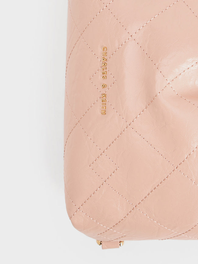 CHARLES & KEITH Women Duo Chain-Handle Two-Way Backpack_Soft Pink