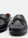 PEDRO Leather Bow Driving Shoes - Black