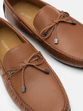 PEDRO Leather Bow Driving Shoes - Cognac