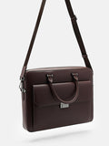 PEDRO Henry Textured Leather Briefcase - Dark Brown