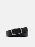 PEDRO Embossed Leather Reversible Pin Belt - Black