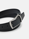 PEDRO Embossed Leather Reversible Pin Belt - Black