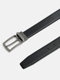 PEDRO Embossed Leather Reversible Pin Belt - Black