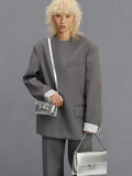 CHARLES & KEITH Women Leather Metallic Boxy Bag_Sliver
