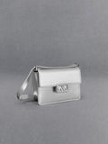 CHARLES & KEITH Women Leather Metallic Boxy Bag_Sliver