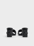 CHARLES & KEITH Women Puffy Strap Quilted Heel Mules Black