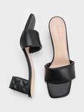 CHARLES & KEITH Women Puffy Strap Quilted Heel Mules Black