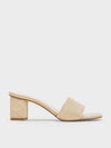 CHARLES & KEITH Women Puffy Strap Quilted Heel Mules Taupe