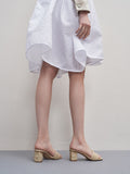 CHARLES & KEITH Women Puffy Strap Quilted Heel Mules Taupe